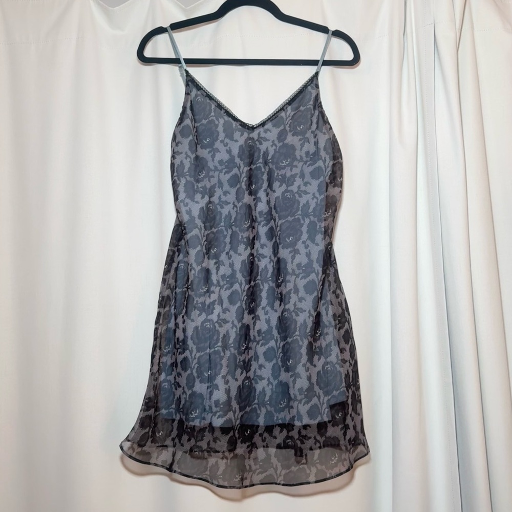 Jones New York Gray Floral Slip Mini Dress